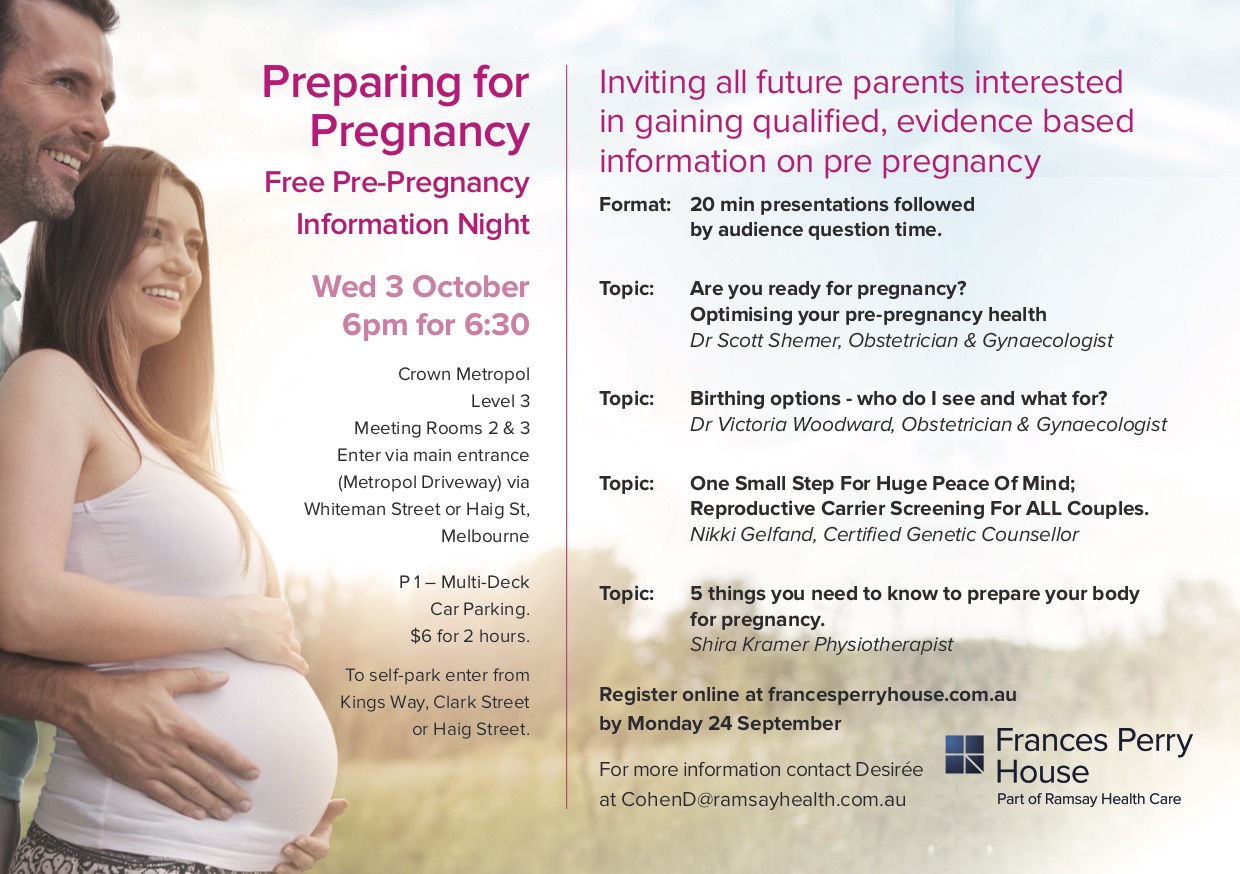 Free Pre-Pregnancy Information Night – Genetic Clinics Australia